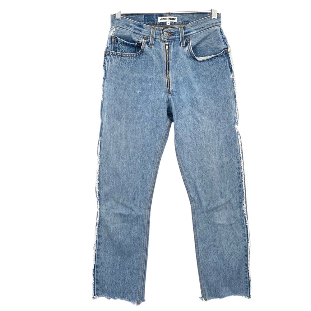 Re/Done x Levi’s High Rise Zip Front Jeans Straight Leg Ankle Crop